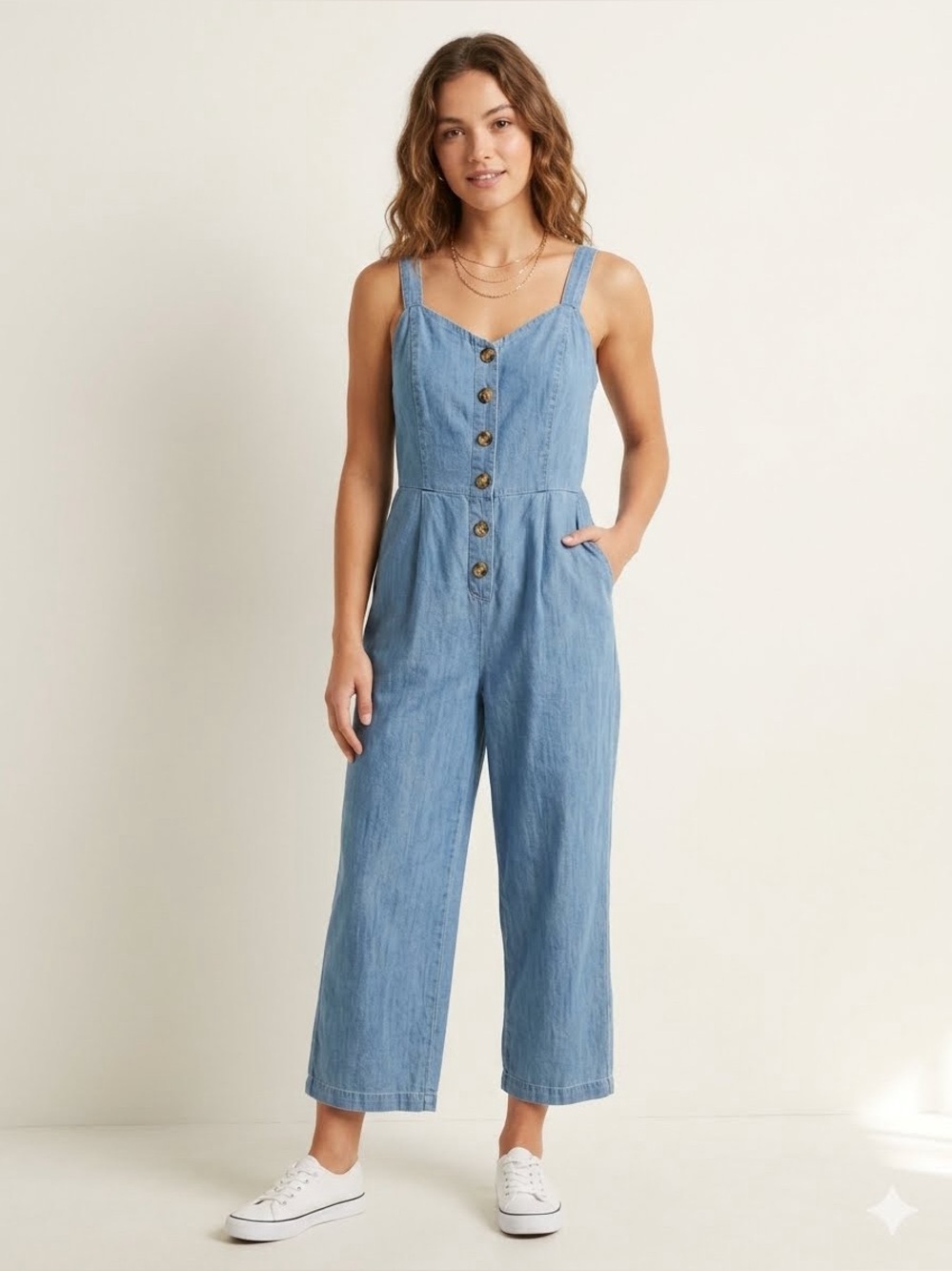 NWT Old Navy Denim Button Front Cami Jumpsuit Size XXL Petite